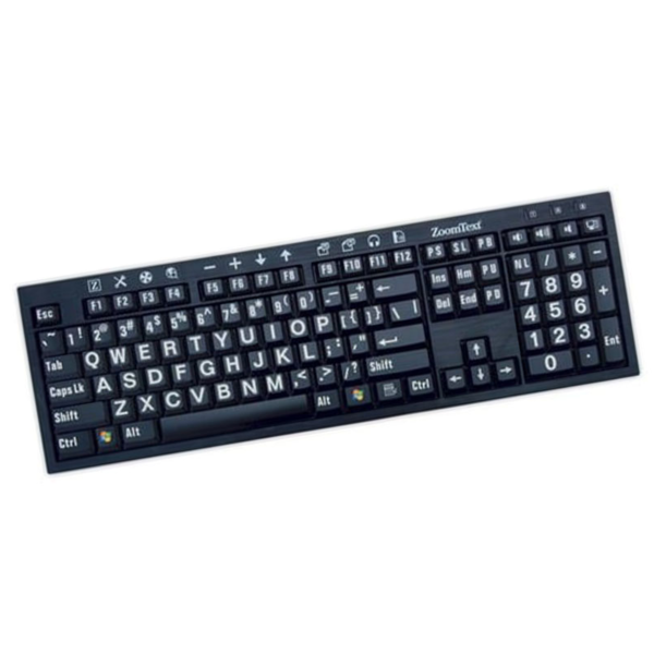ZoomText Large Print White on Black Keyboard