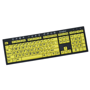 ZoomText Large Print Black on Yellow Keyboard