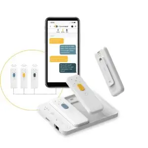 Speak-see Microphone and a Mobile phone displaying closed captioning