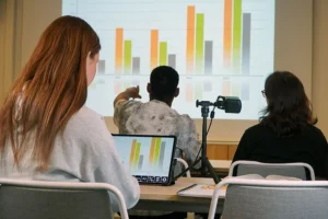 tablet showing distance camera view in classroom